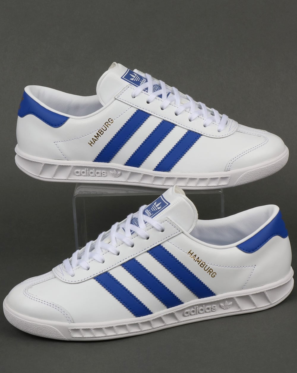 Adidas Hamburg Leather Trainers White/Bold Blue