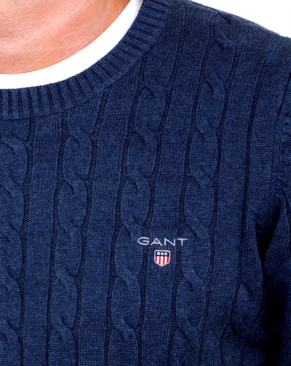 Gant Cotton Cable Crew Jumper Dark Blue Melange
