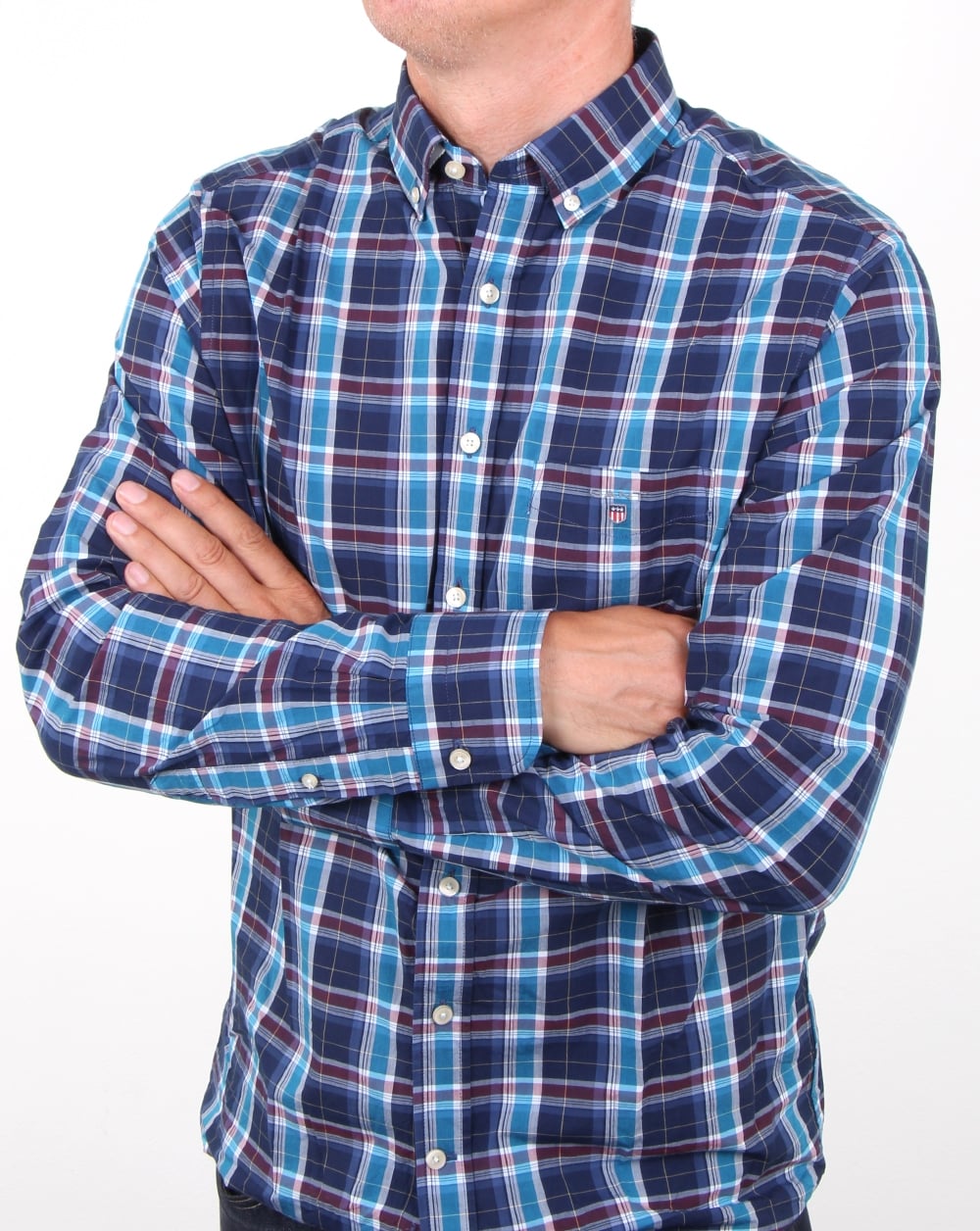 Gant Broadcloth Check Shirt Dark Indigo