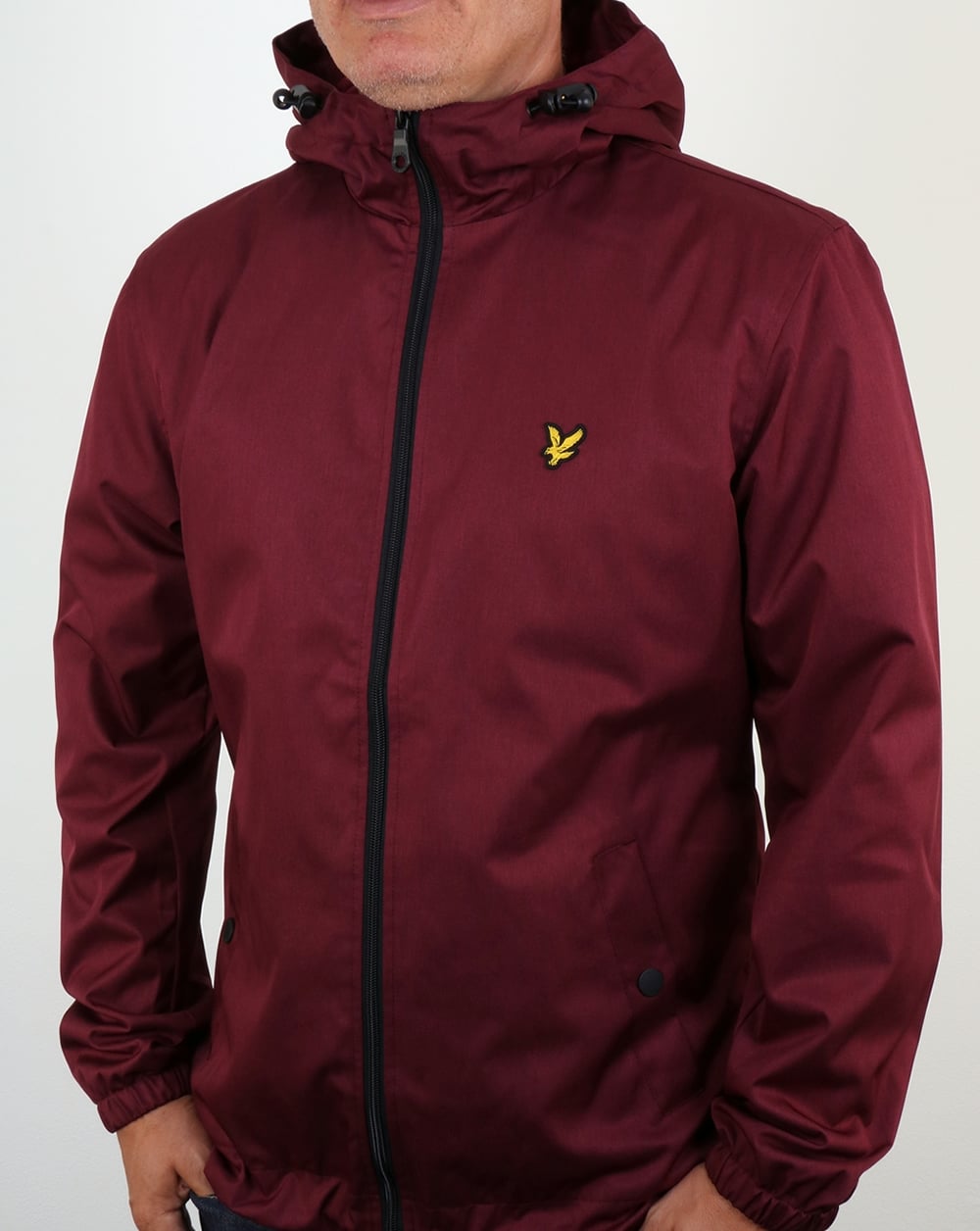 Lyle And Scott Zip Through Hooded Jacket Claret Marl