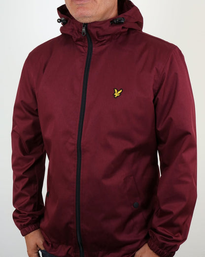 Lyle And Scott Zip Through Hooded Jacket Claret Marl