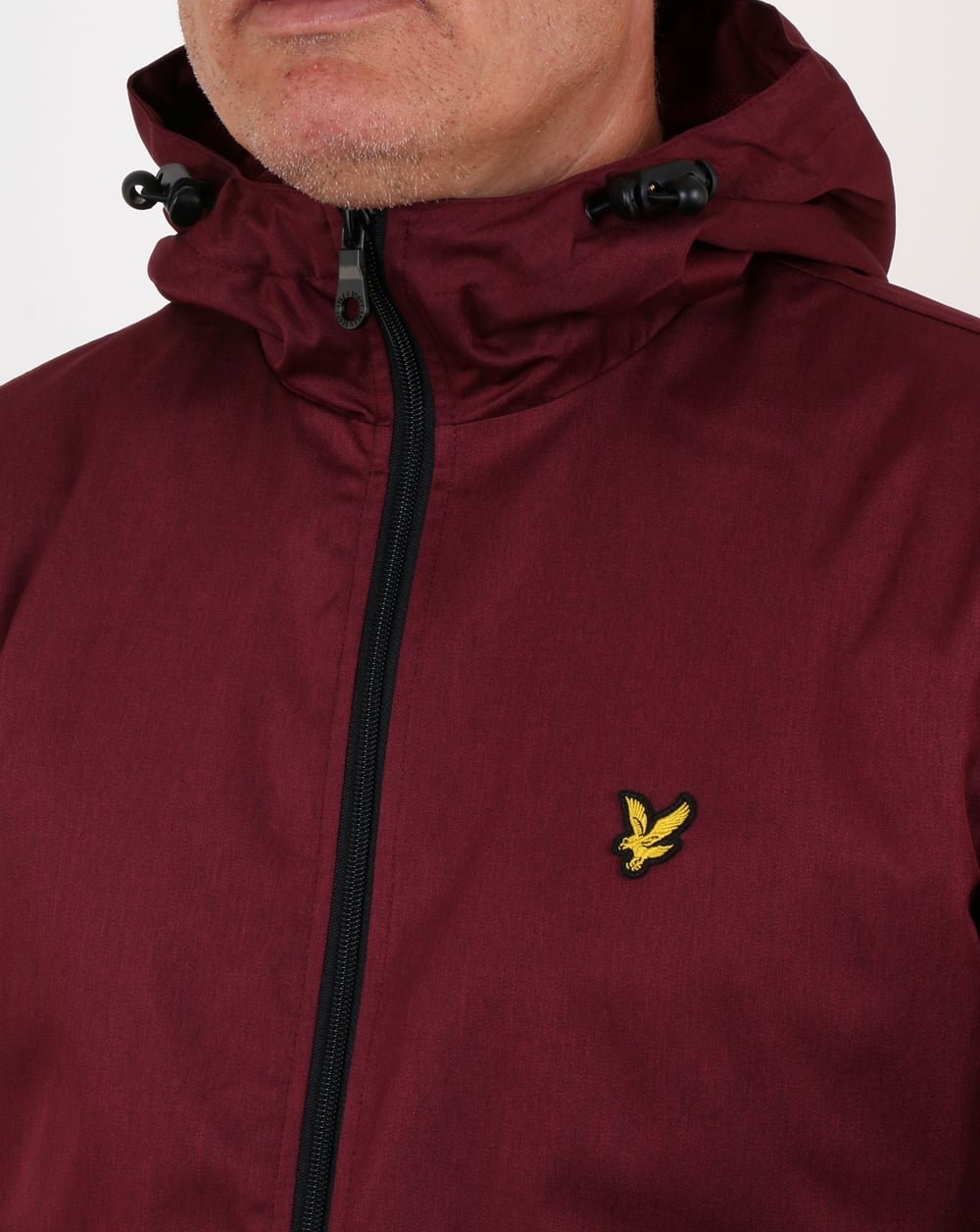 Lyle And Scott Zip Through Hooded Jacket Claret Marl