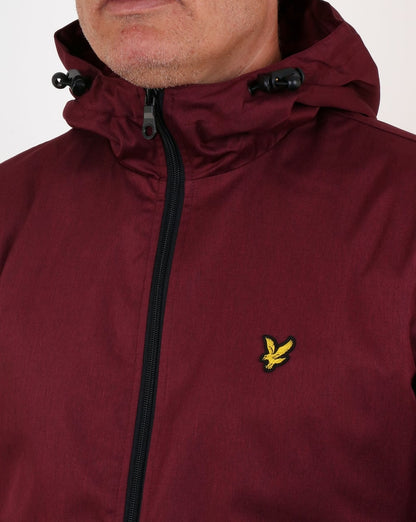 Lyle And Scott Zip Through Hooded Jacket Claret Marl
