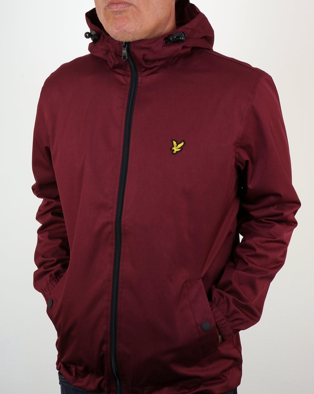 Lyle And Scott Zip Through Hooded Jacket Claret Marl