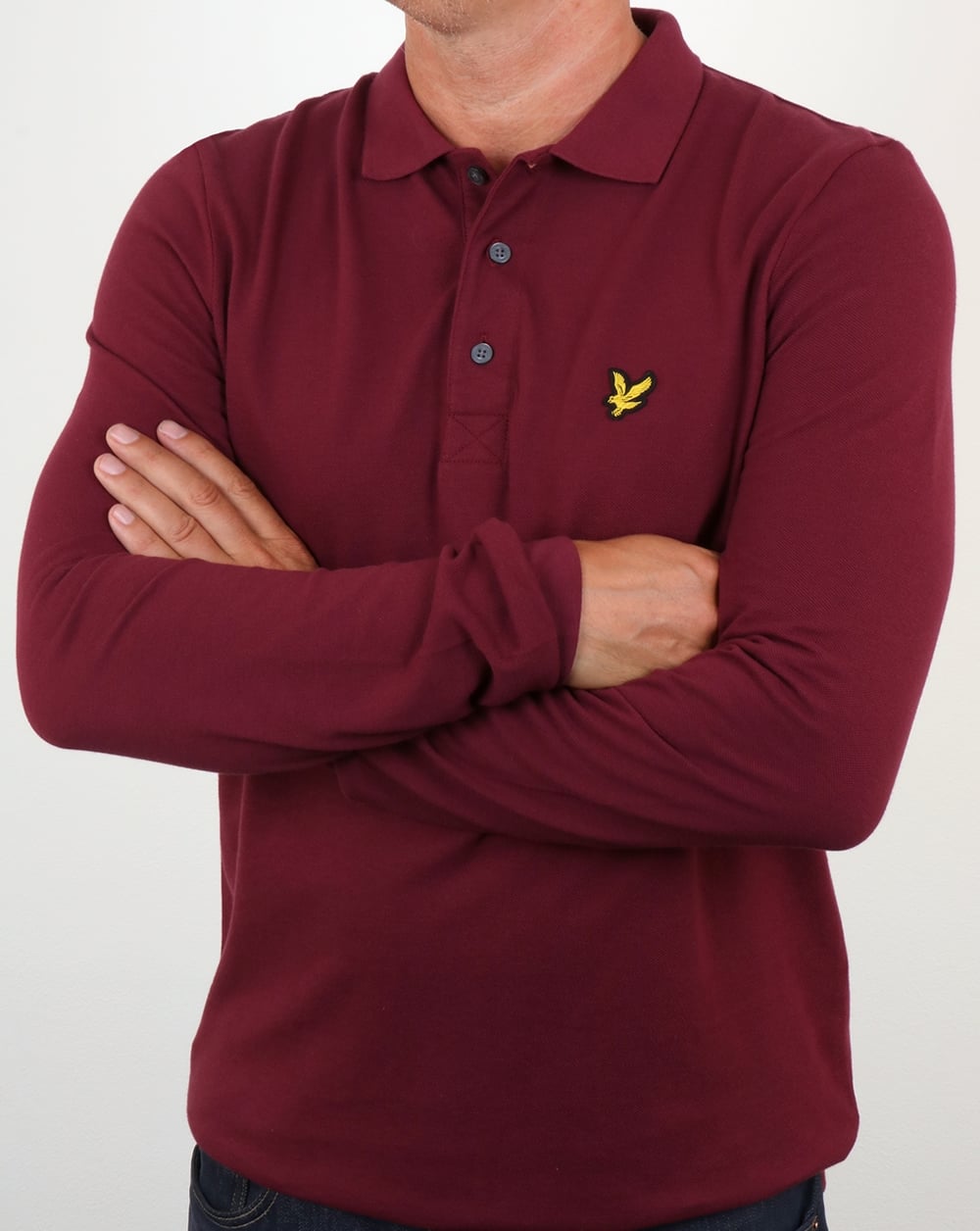 Lyle And Scott Long Sleeve Polo Shirt Claret