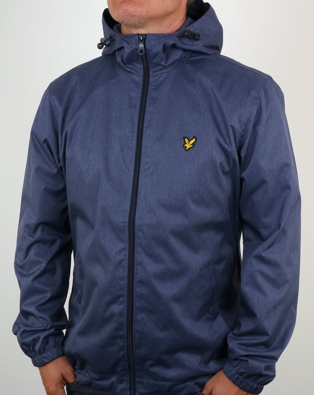 Lyle And Scott Zip Through Hooded Jacket Ink Blue Marl