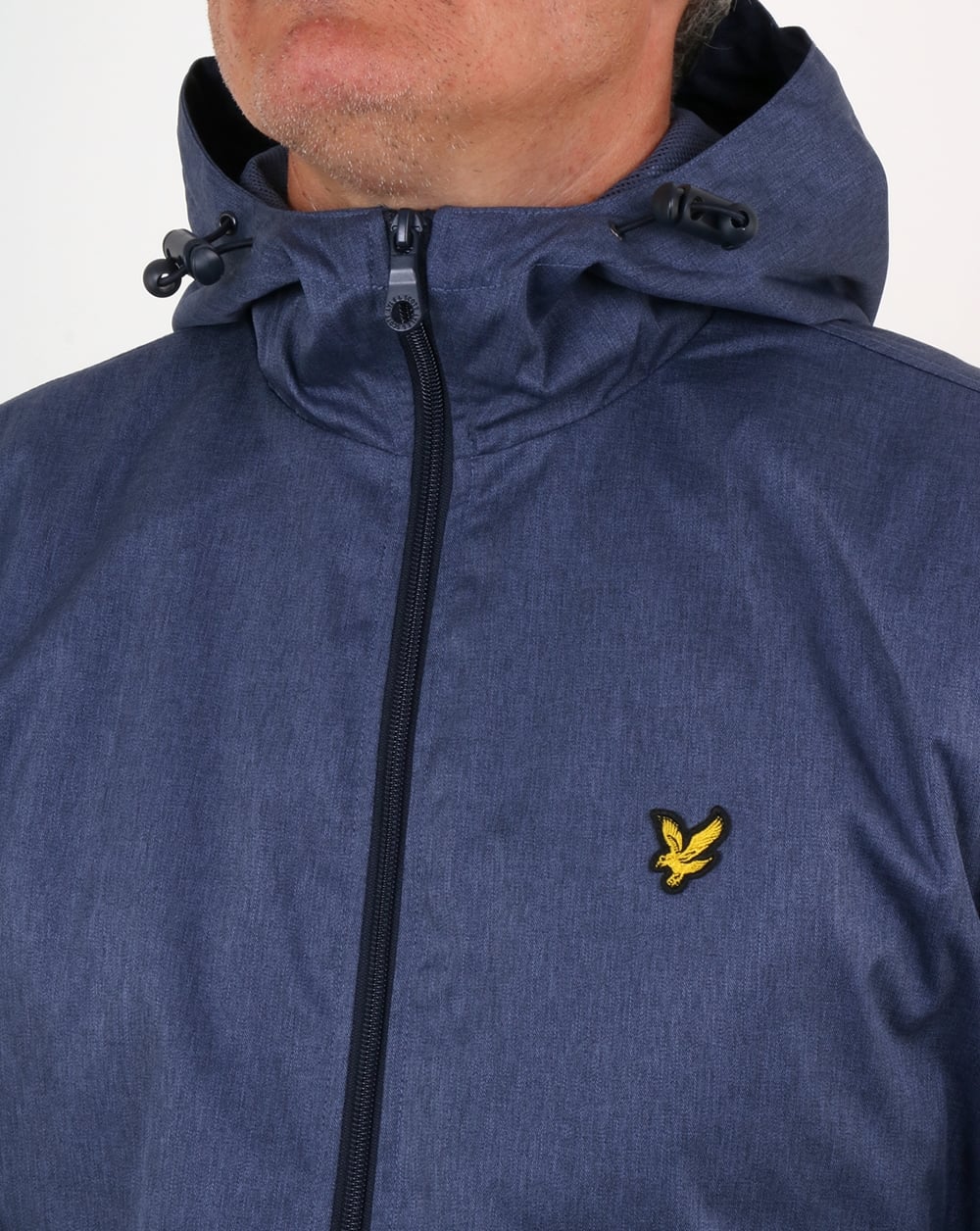 Lyle And Scott Zip Through Hooded Jacket Ink Blue Marl