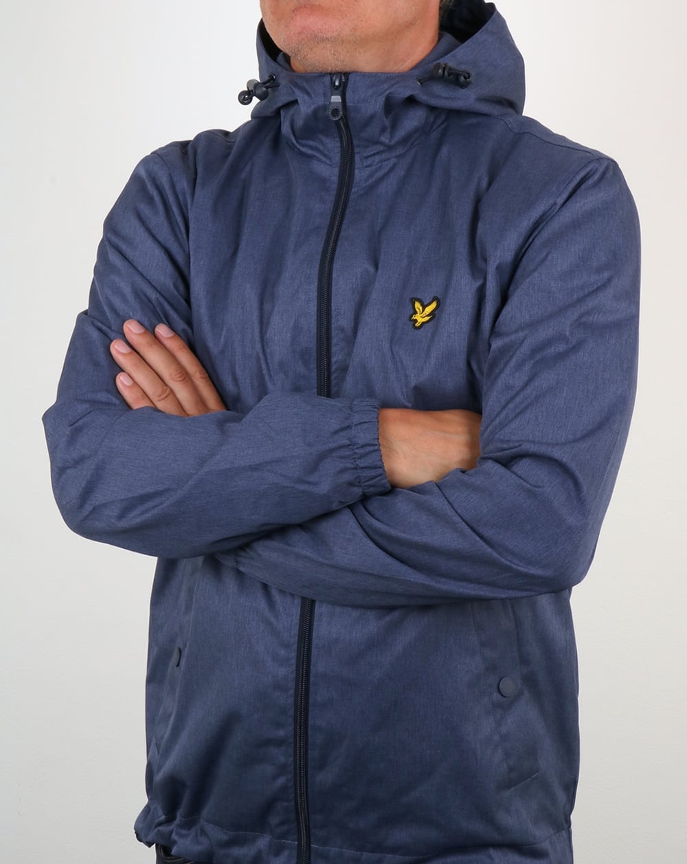 Lyle And Scott Zip Through Hooded Jacket Ink Blue Marl