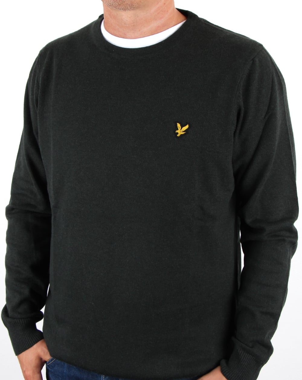 Lyle And Scott Merino Jumper Forest Green Marl
