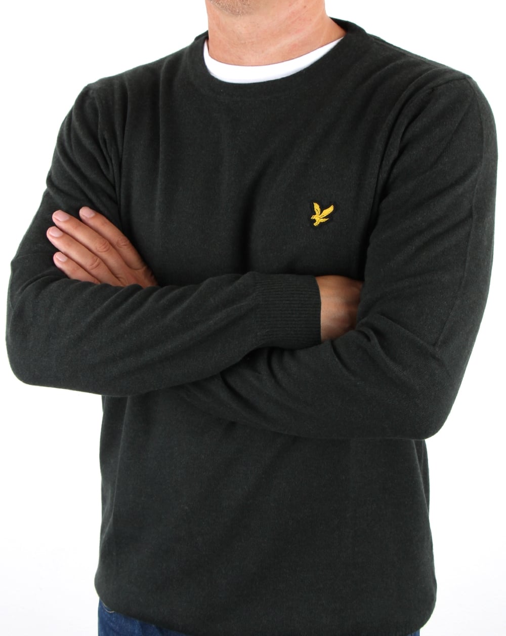 Lyle And Scott Merino Jumper Forest Green Marl