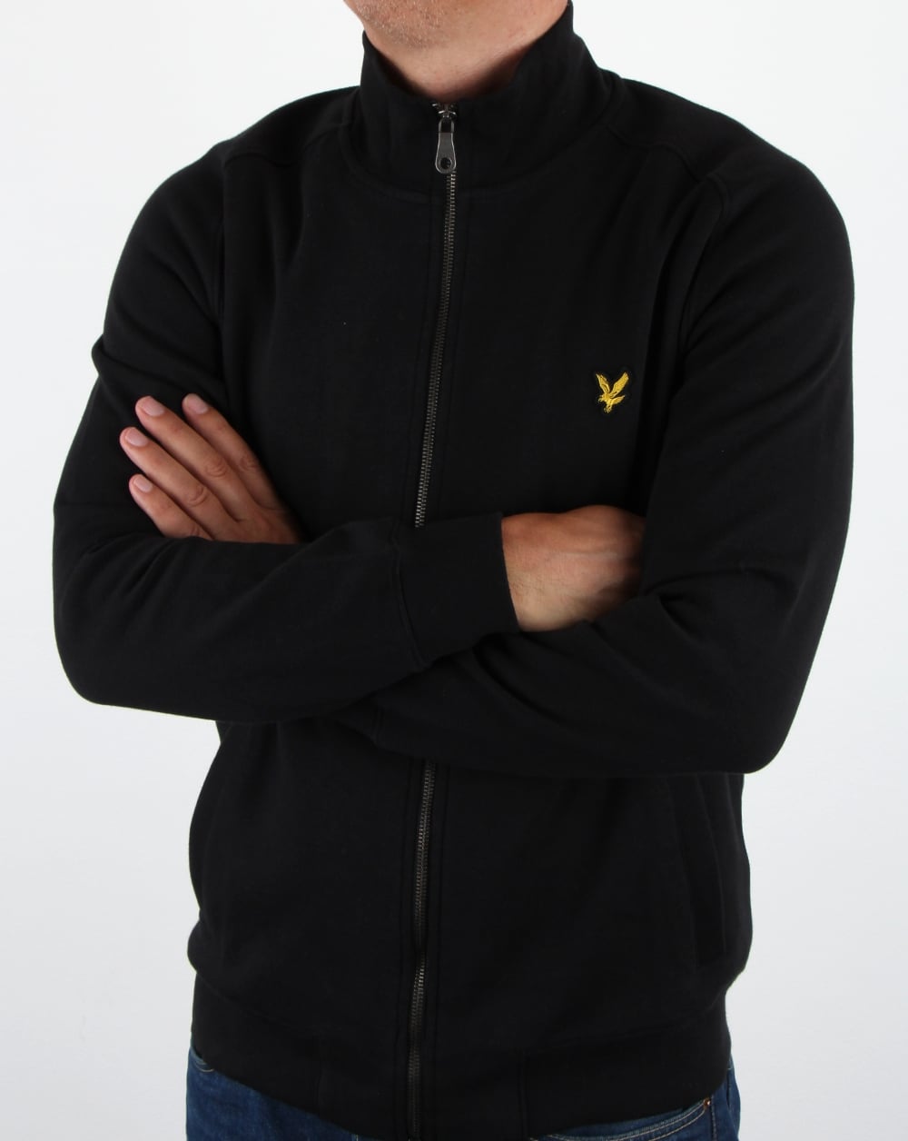 Lyle And Scott Funnel Neck Zip Through Sweatshirt True Black
