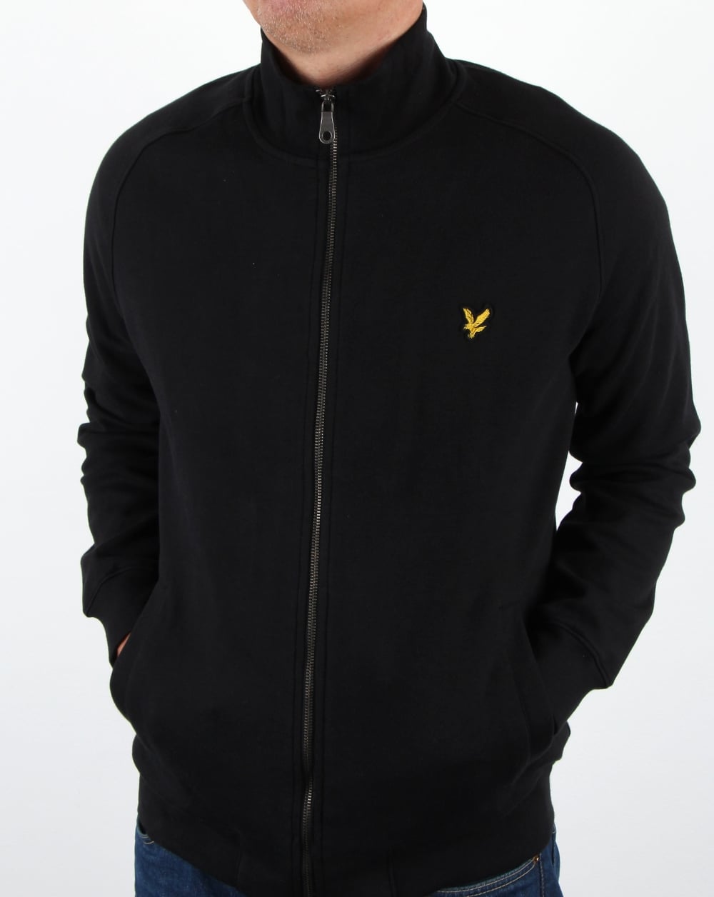 Lyle And Scott Funnel Neck Zip Through Sweatshirt True Black