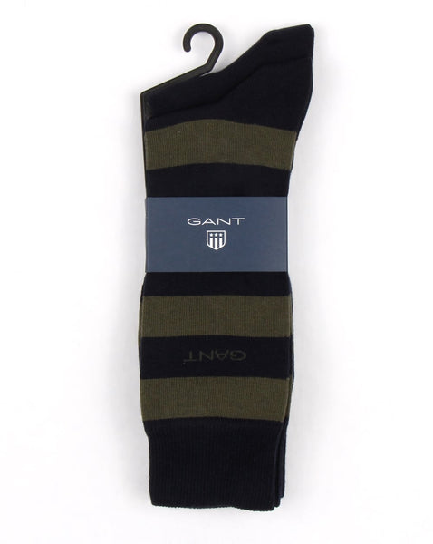 Gant 2 Pack Bar Stripe Socks Moss Green