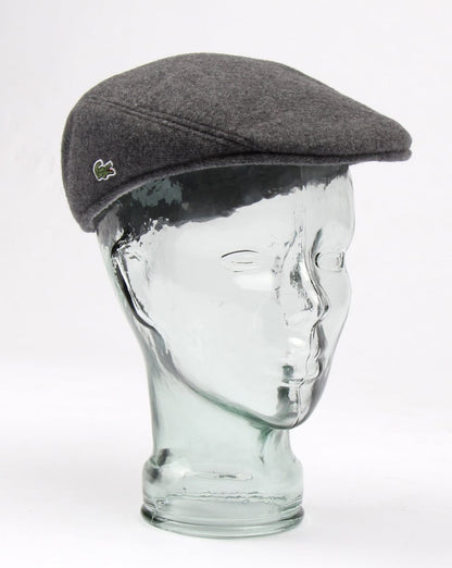 Lacoste Wool Broadcloth Flat Cap Silver Chine