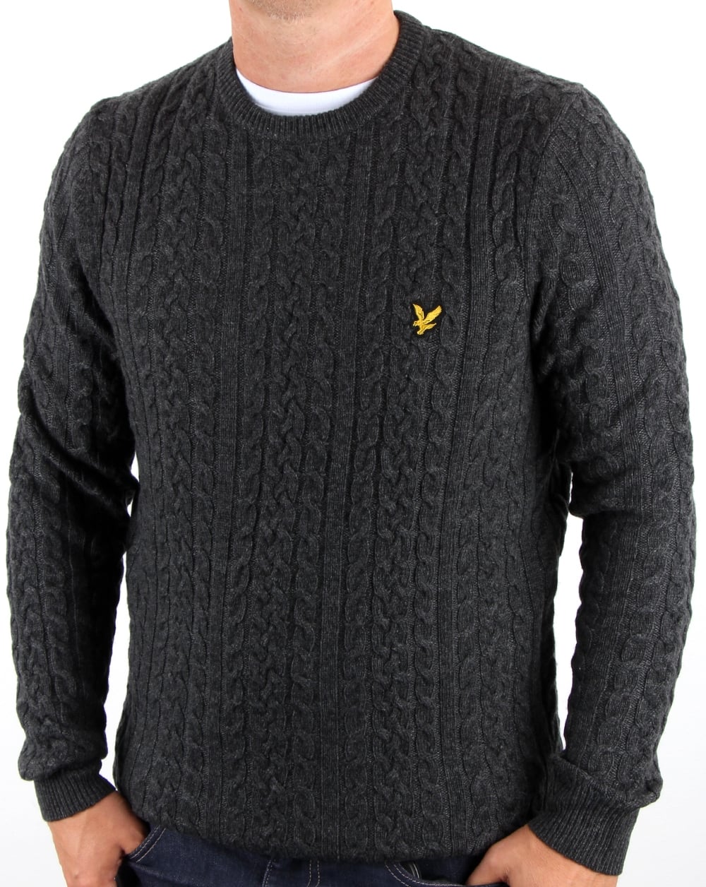 Lyle And Scott Cable Jumper Charcoal Marl