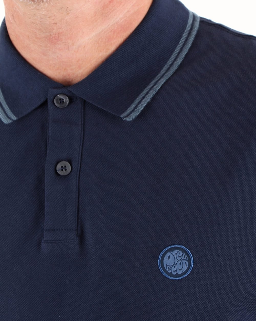 Pretty Green Barton Long Sleeve Tipped Polo Navy