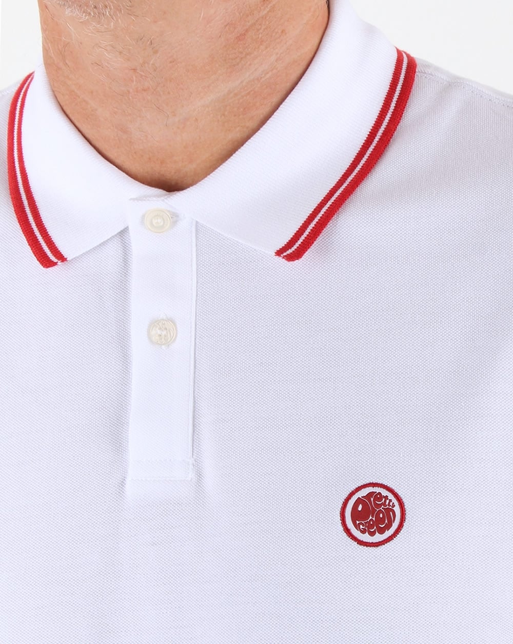 Pretty Green Barton Long Sleeve Tipped Polo White