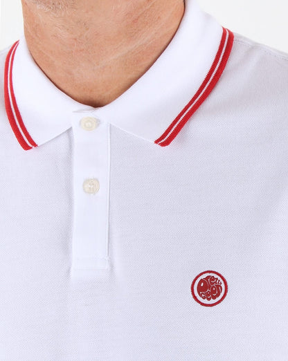 Pretty Green Barton Long Sleeve Tipped Polo White