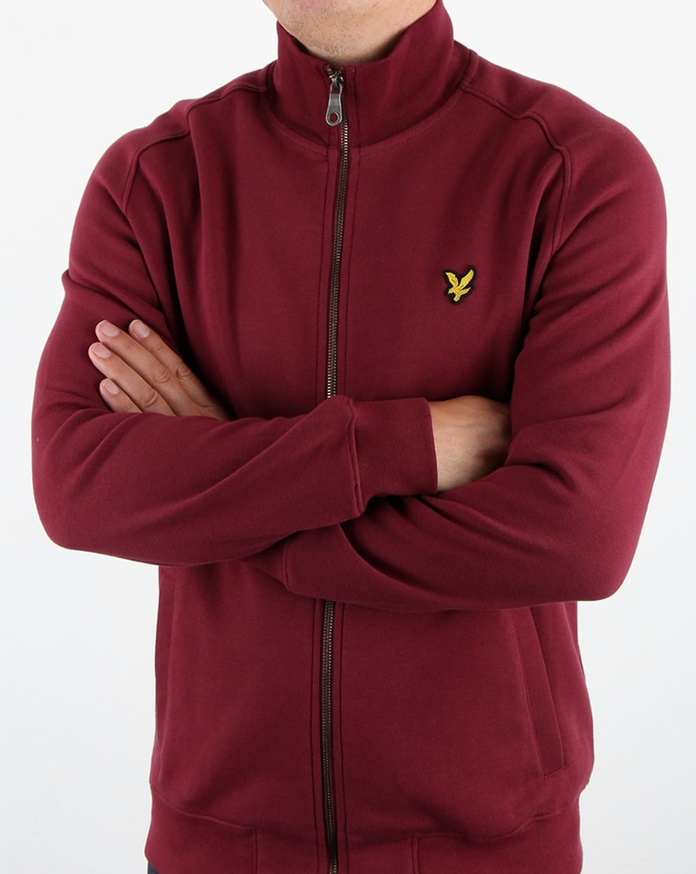 Lyle And Scott Funnel Neck Zip Through Sweatshirt Claret