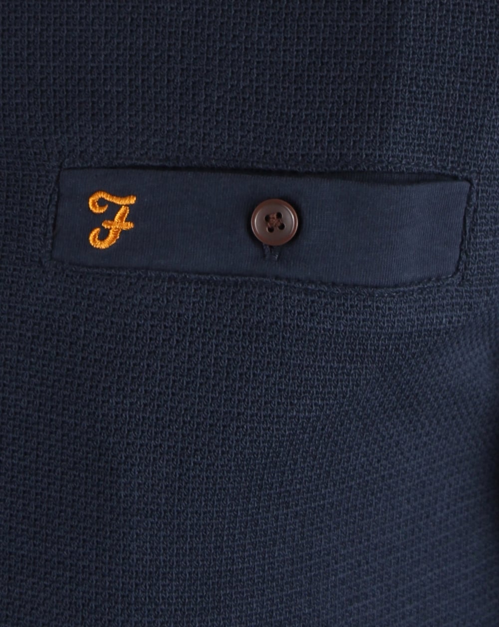 Farah Lester Long Sleeve Polo Shirt Navy