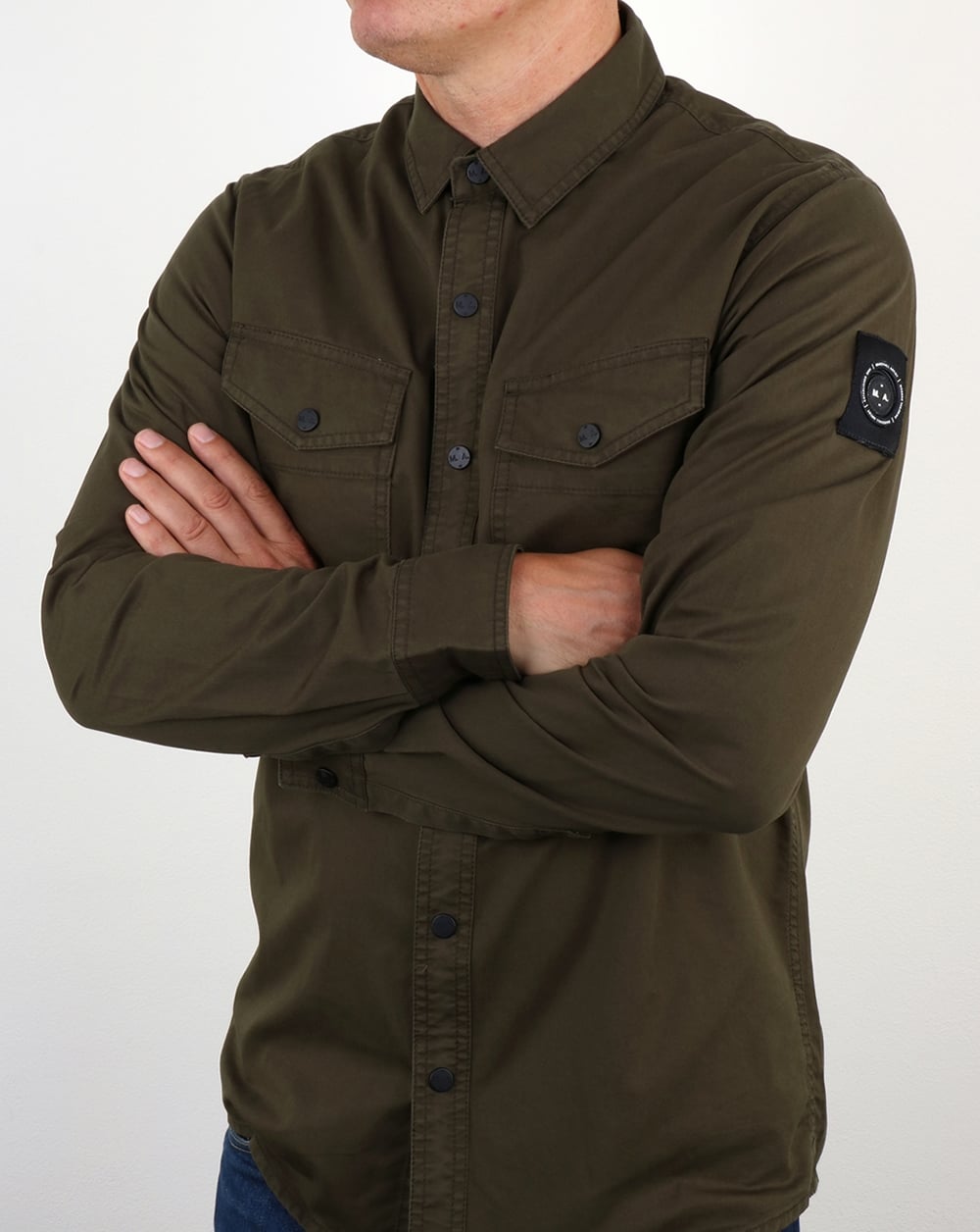 Marshall Artist Dual Pocket Military Overshirt Military Green