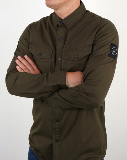 Marshall Artist Dual Pocket Military Overshirt Military Green