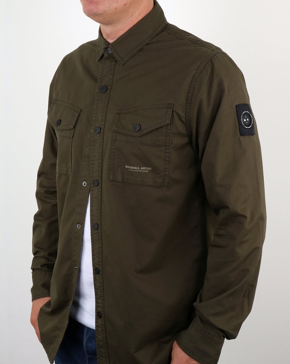 Marshall Artist Dual Pocket Military Overshirt Military Green