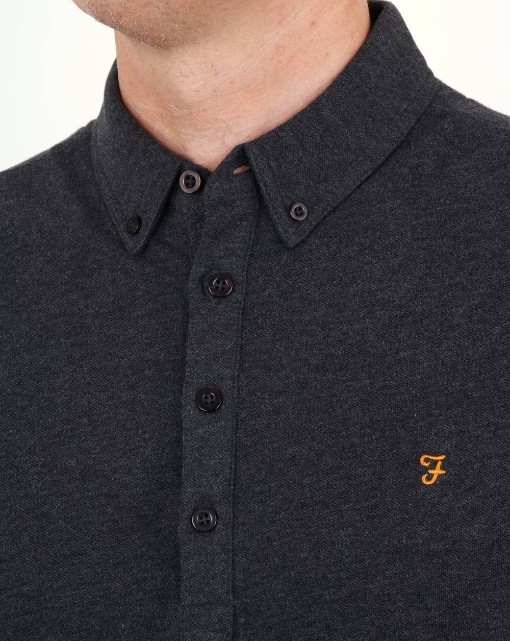 Farah Merriweather Polo Shirt Dark Asphalt Marl