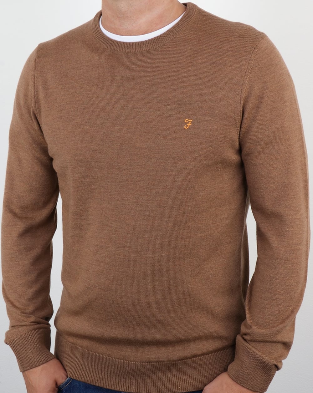 Farah Mullen Merino Jumper Camel