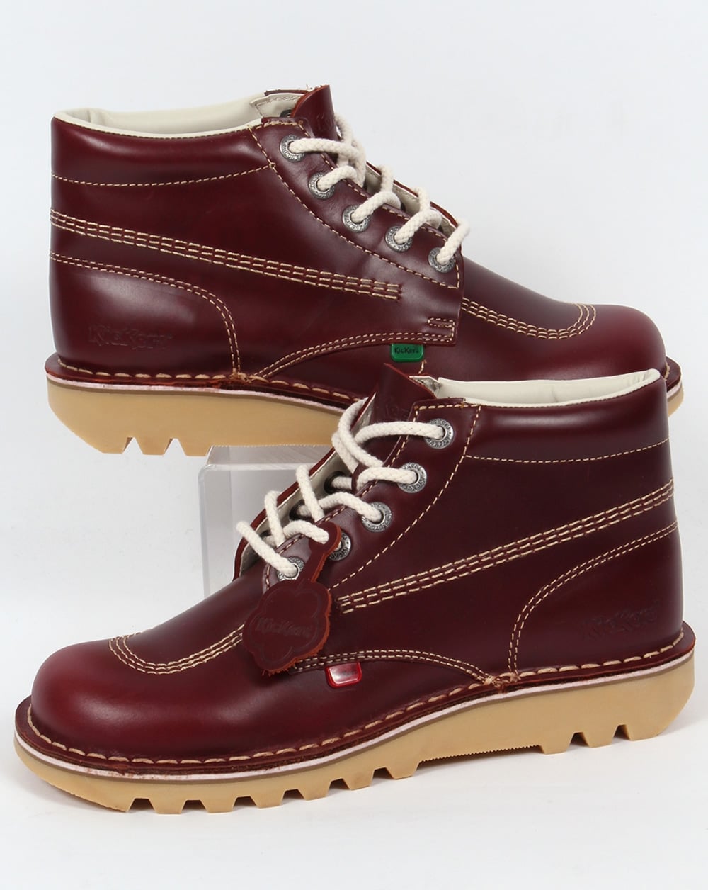 Kickers Kick Hi Boots In Leather Cherry Brown