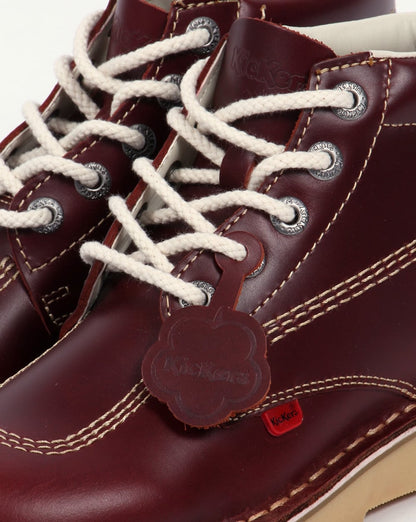 Kickers Kick Hi Boots In Leather Cherry Brown