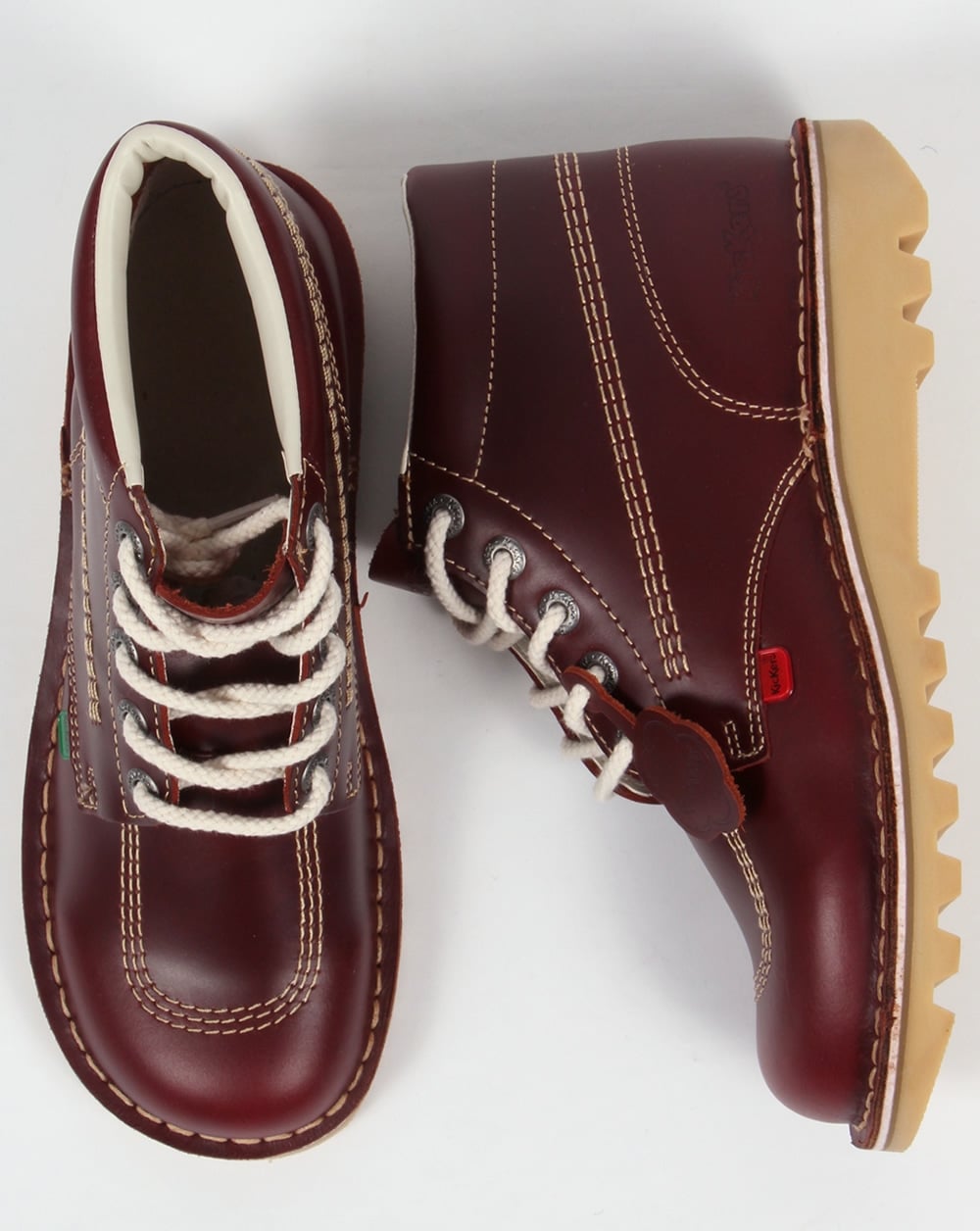 Kickers Kick Hi Boots In Leather Cherry Brown