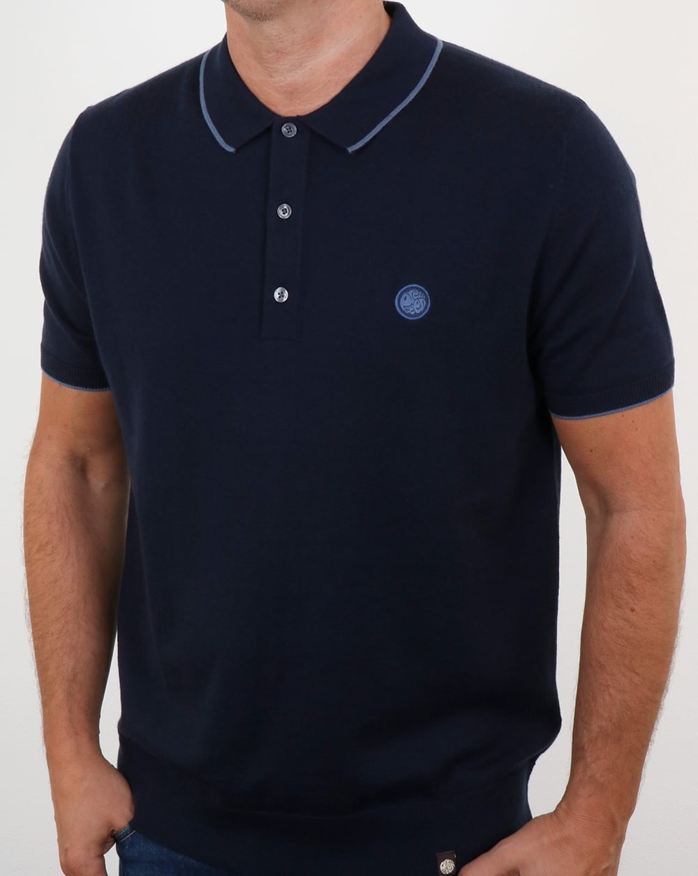 Pretty Green Tilson Knitted Polo Shirt Navy