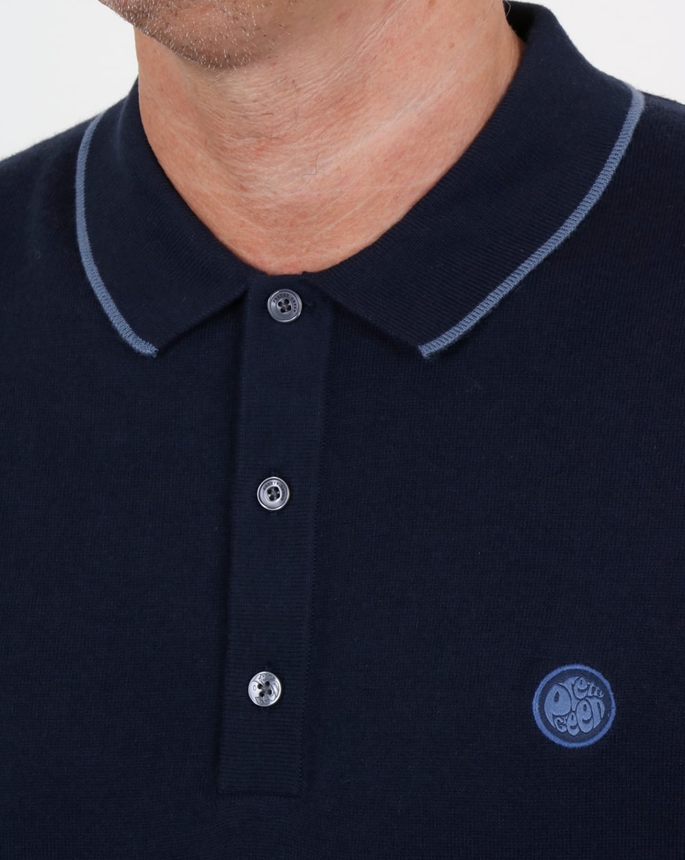 Pretty Green Tilson Knitted Polo Shirt Navy
