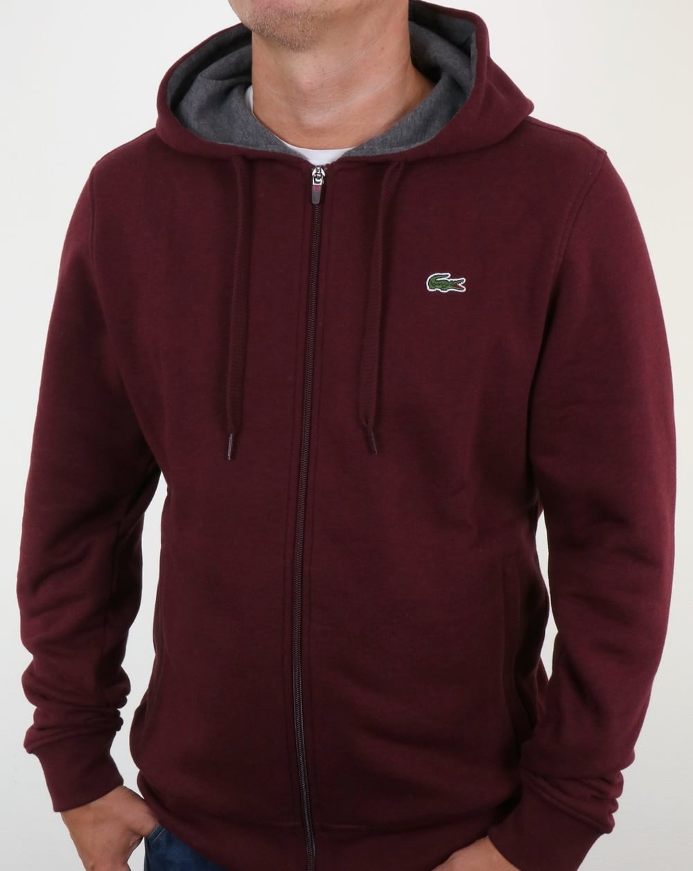 Lacoste Hooded Full Zip Sweatshirt Grape Vine Chine