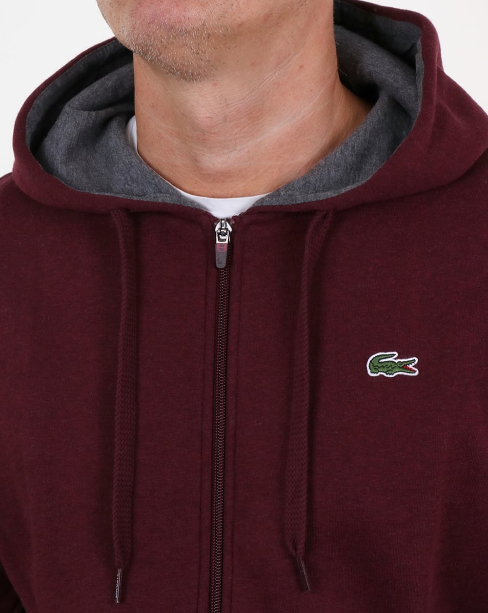 Lacoste Hooded Full Zip Sweatshirt Grape Vine Chine