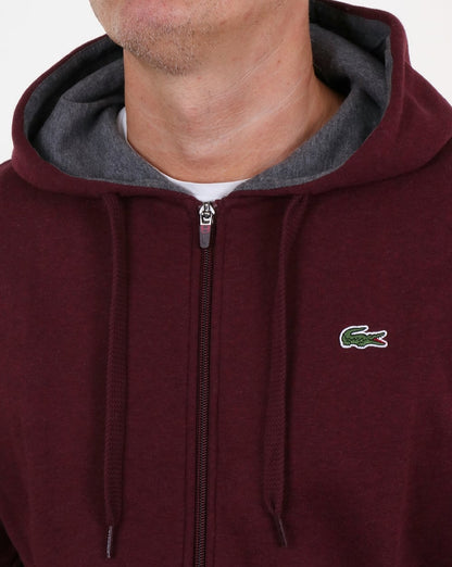 Lacoste Hooded Full Zip Sweatshirt Grape Vine Chine