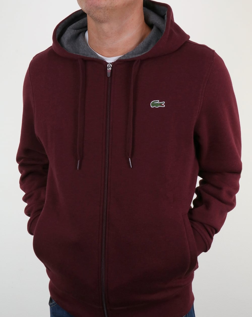 Lacoste Hooded Full Zip Sweatshirt Grape Vine Chine