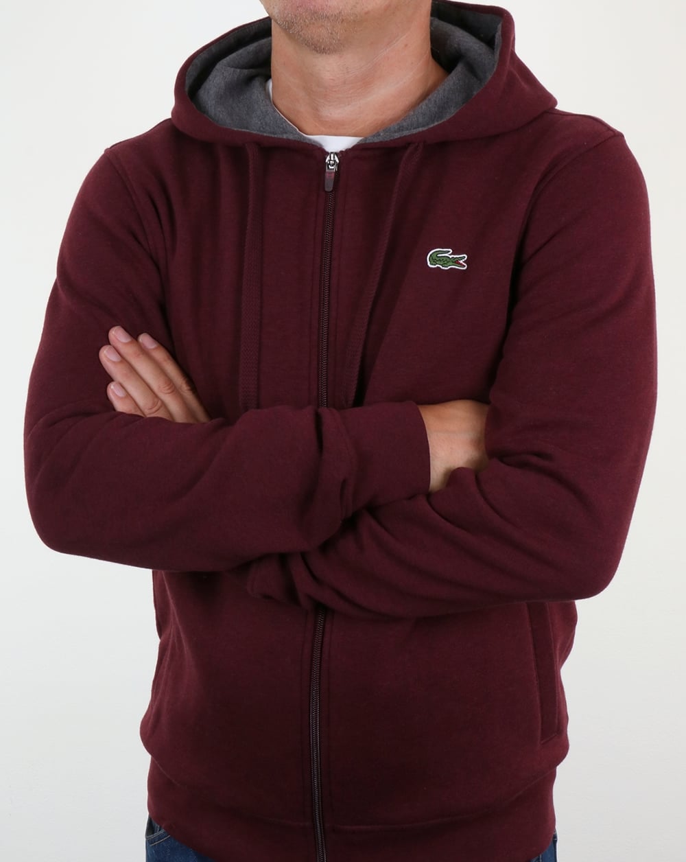 Lacoste Hooded Full Zip Sweatshirt Grape Vine Chine