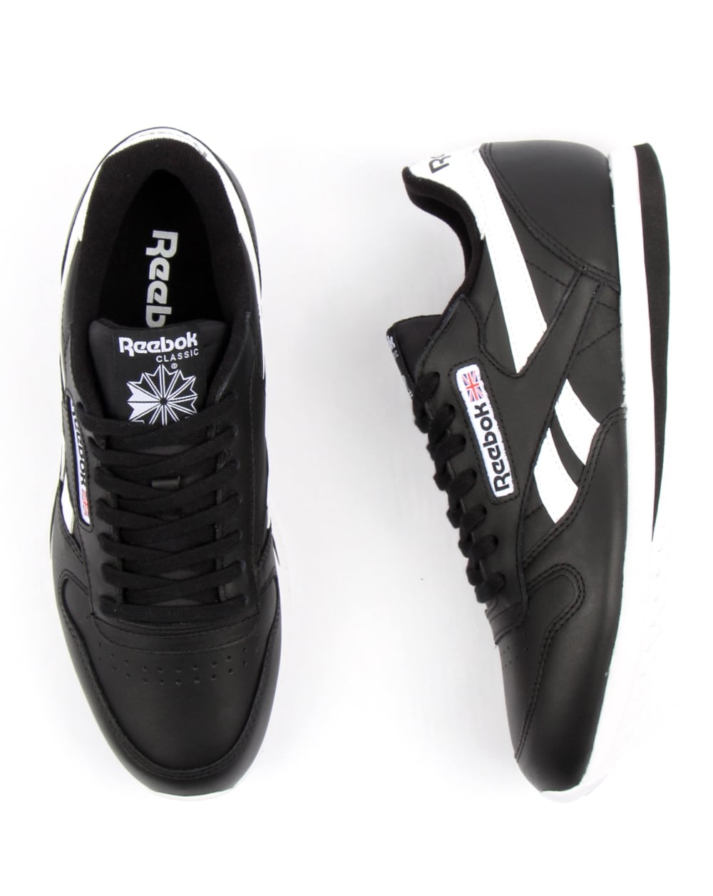 Reebok CL Ripple Leather Trainers Black/White