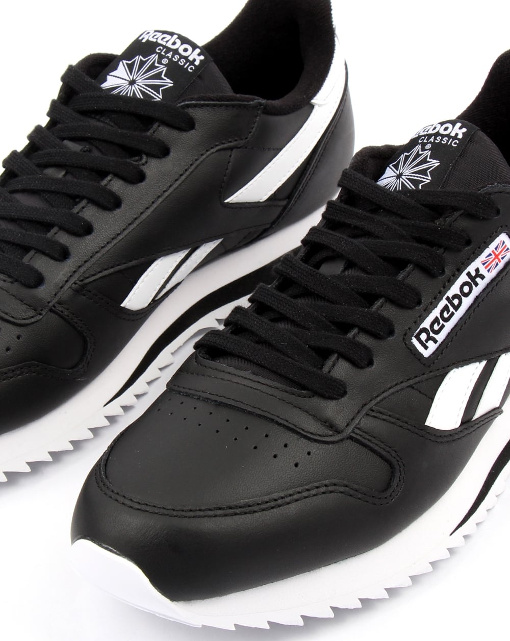 Reebok CL Ripple Leather Trainers Black/White