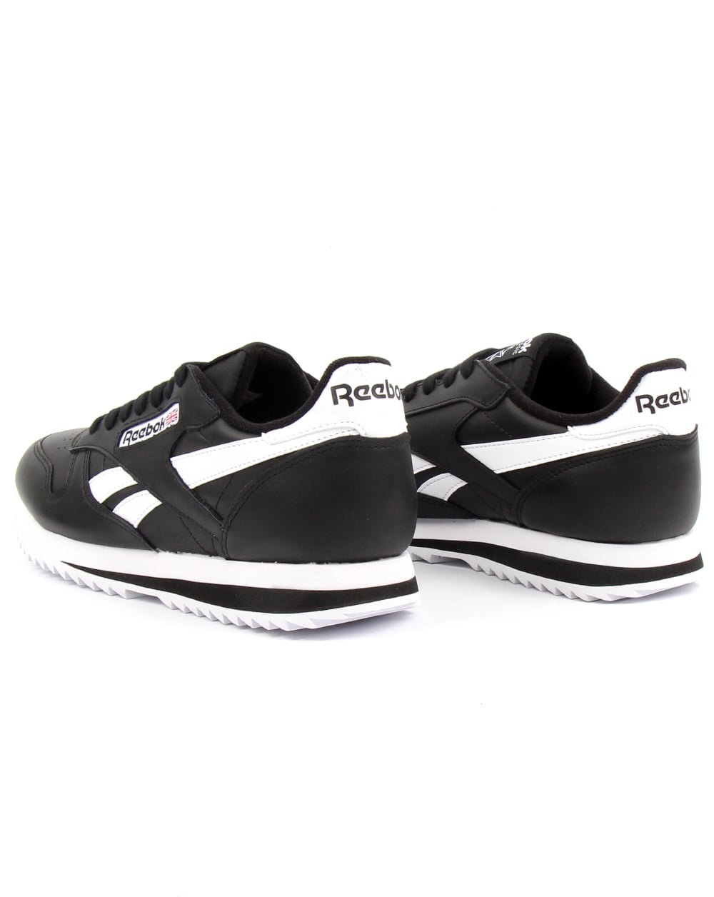 Reebok CL Ripple Leather Trainers Black/White