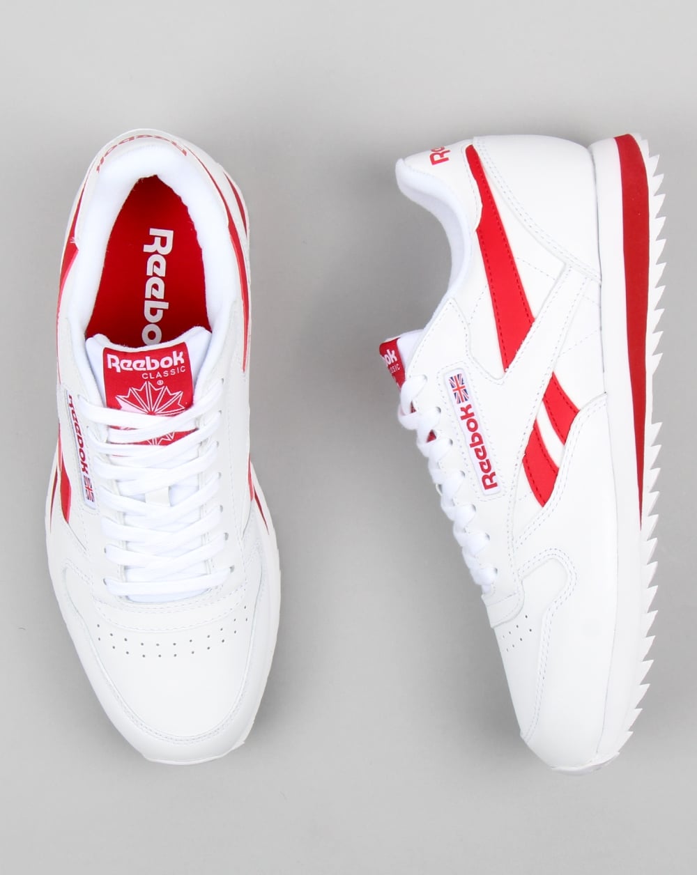 Reebok CL Ripple Leather Trainers White/Red
