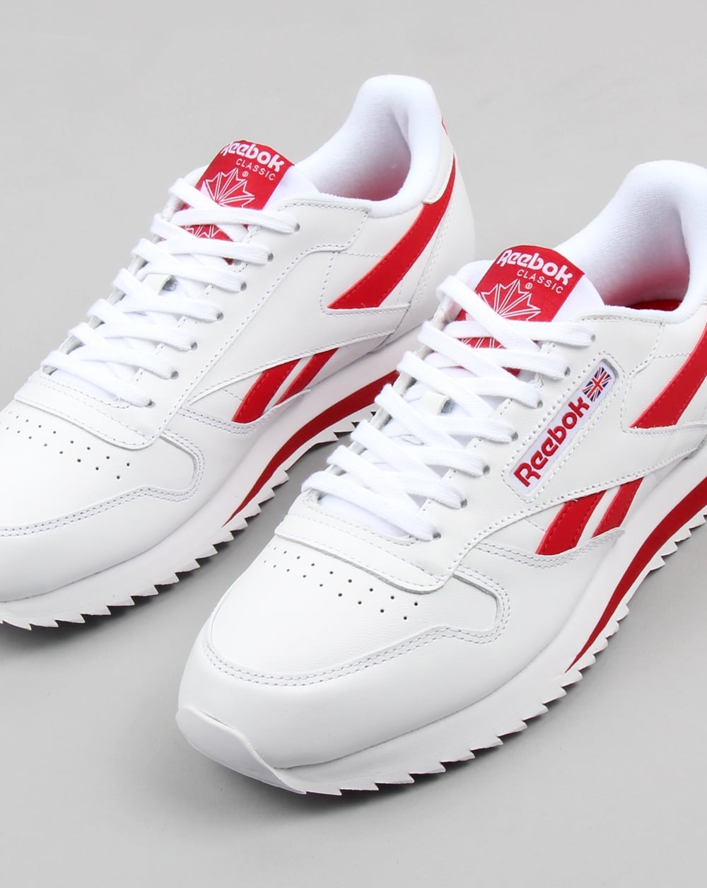 Reebok CL Ripple Leather Trainers White/Red