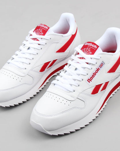 Reebok CL Ripple Leather Trainers White/Red