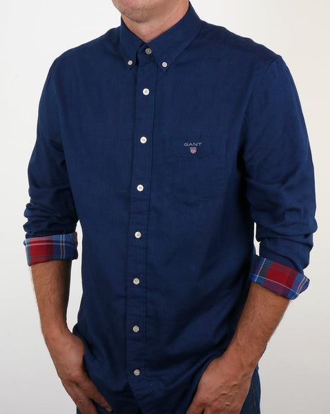 Gant Winter Double Face Check Shirt Dark Indigo