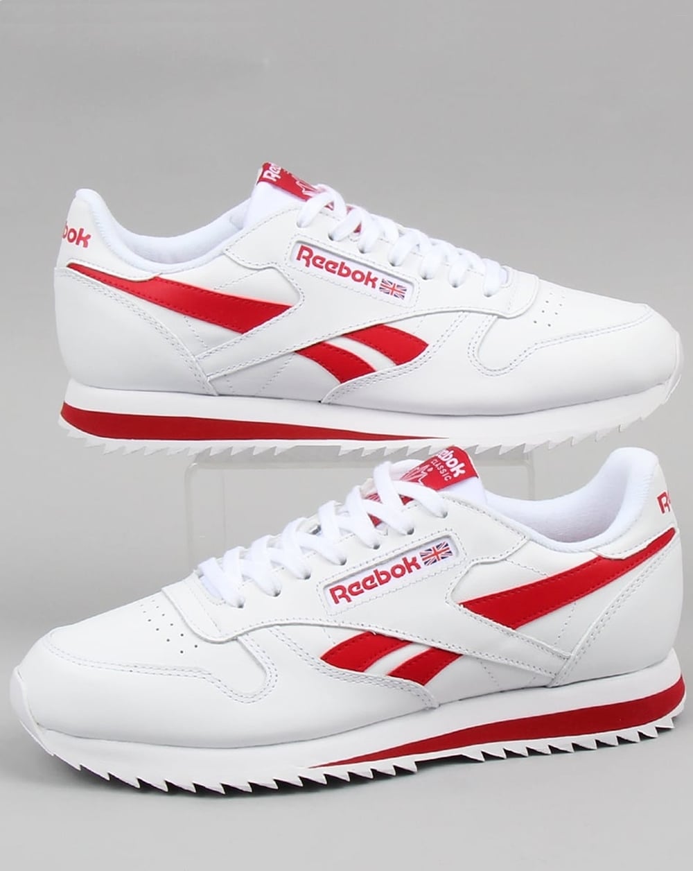 Reebok CL Ripple Leather Trainers White/Red