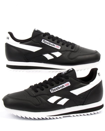 Reebok CL Ripple Leather Trainers Black/White