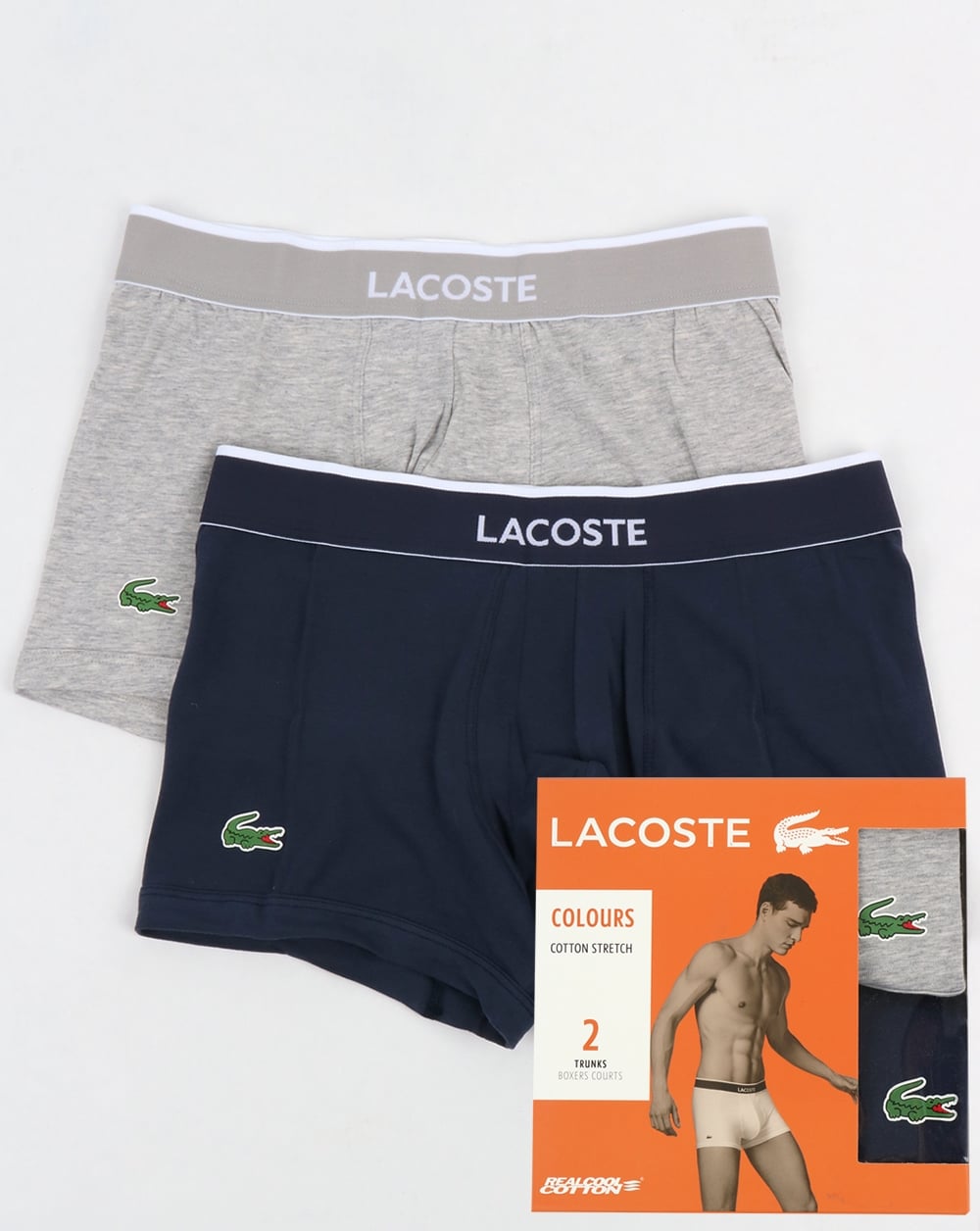 Lacoste Twin Pack Boxer Shorts Navy/Grey