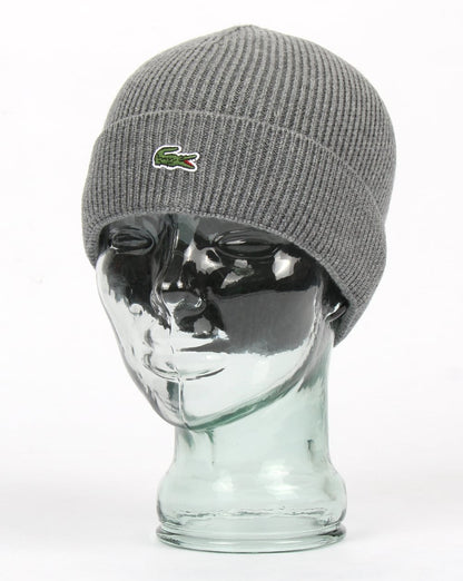 Lacoste Turn Up Ribbed Wool Beanie Galaxite Chine